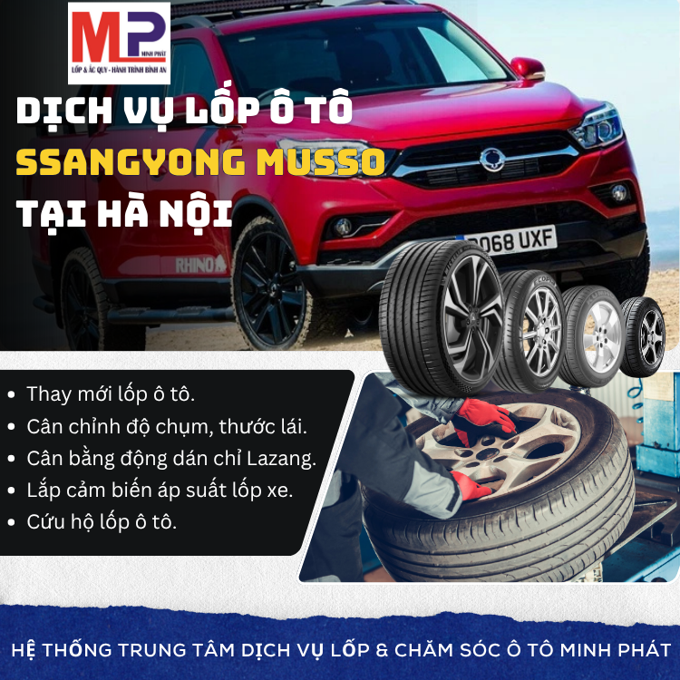 Lốp ô tô cho xe Ssangyong Musso máy dầu - Trung tâm uy tín Hà Nội