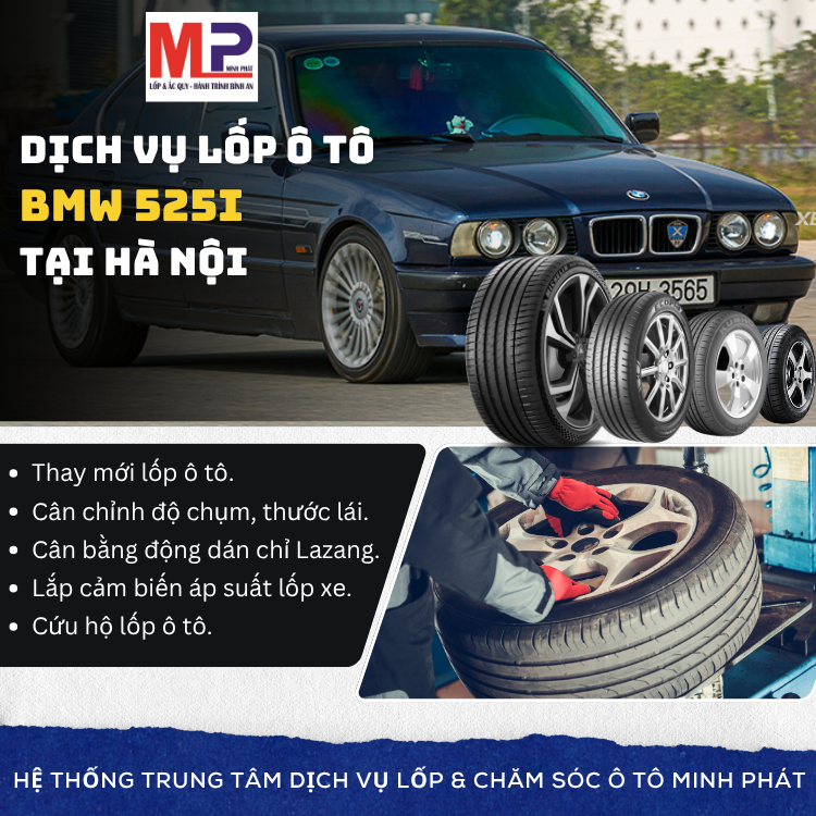 Lốp ô tô cho xe BMW 525i tặng gói chăm sóc xe tại Hà Nội [new]