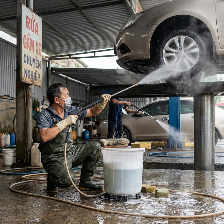 Khi Rửa Gầm Xe Ô Tô Người Ta Sử Dụng Những Gì