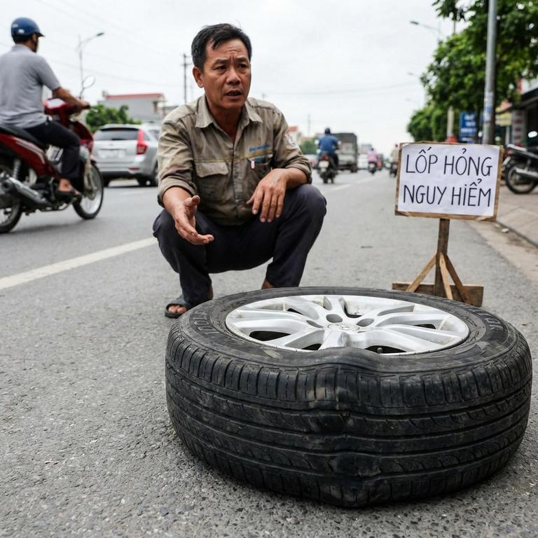 Nguy Hiểm Khi Sử Dụng Lốp Xe Ô Tô Bị Méo Trên Đường