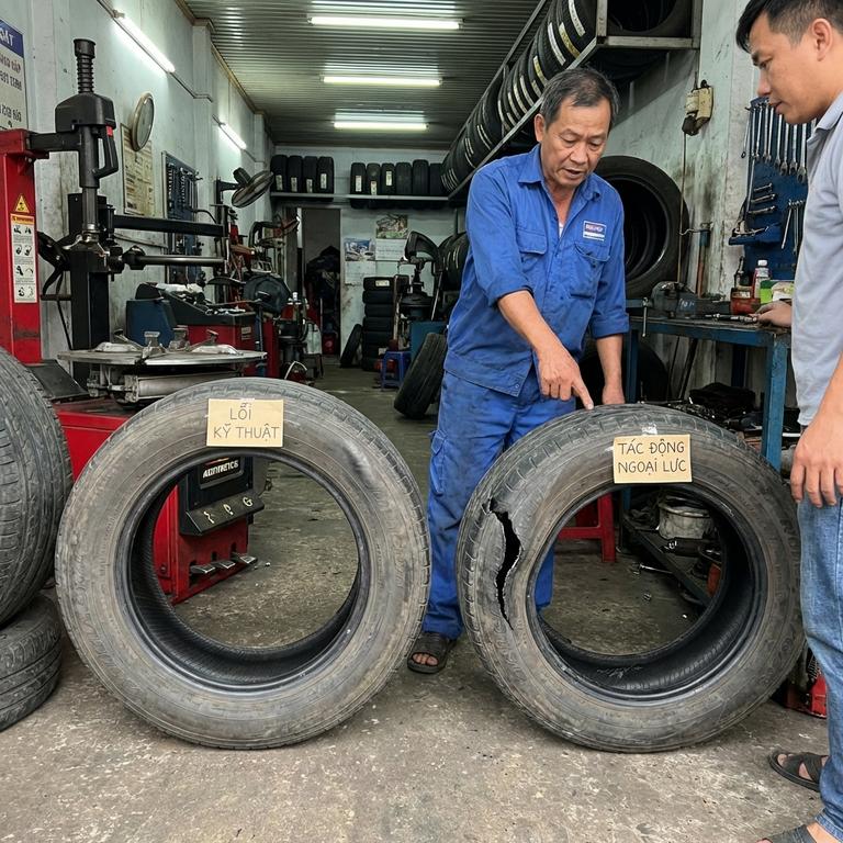 Phân Biệt Lốp Ô Tô Bị Méo Do Lỗi Kỹ Thuật Và Do Tác Động Ngoại Lực