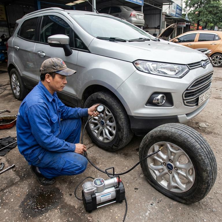 Sai Lầm Khi Bơm Lốp Xe Ford Ecosport Quá Căng Hoặc Quá Non