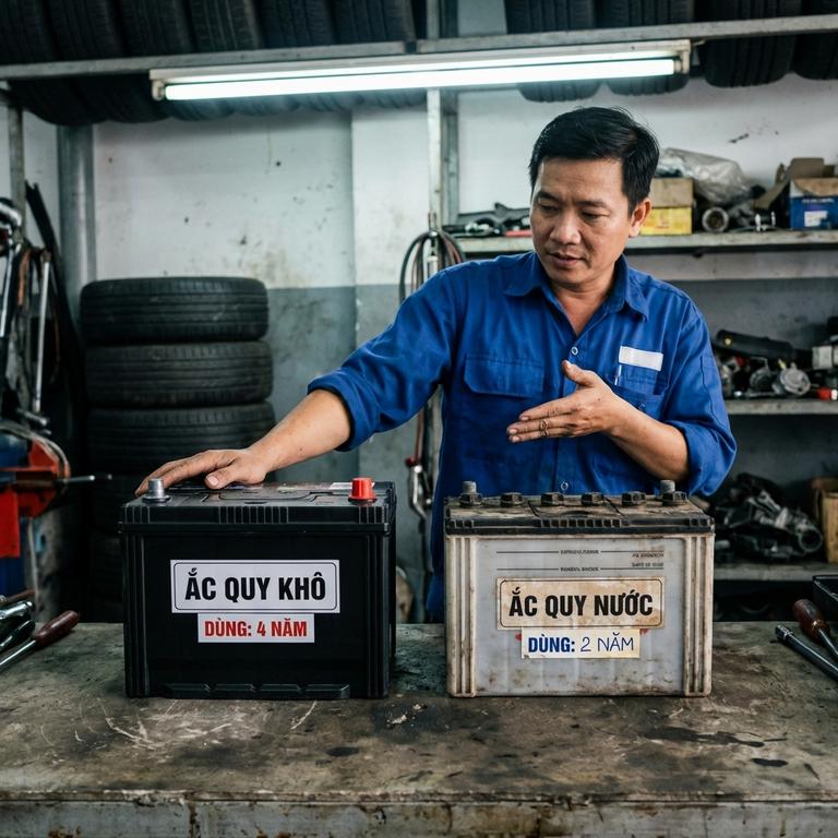 So Sánh Ắc Quy Khô Ô Tô Dùng Được Bao Lâu So Với Ắc Quy Nước
