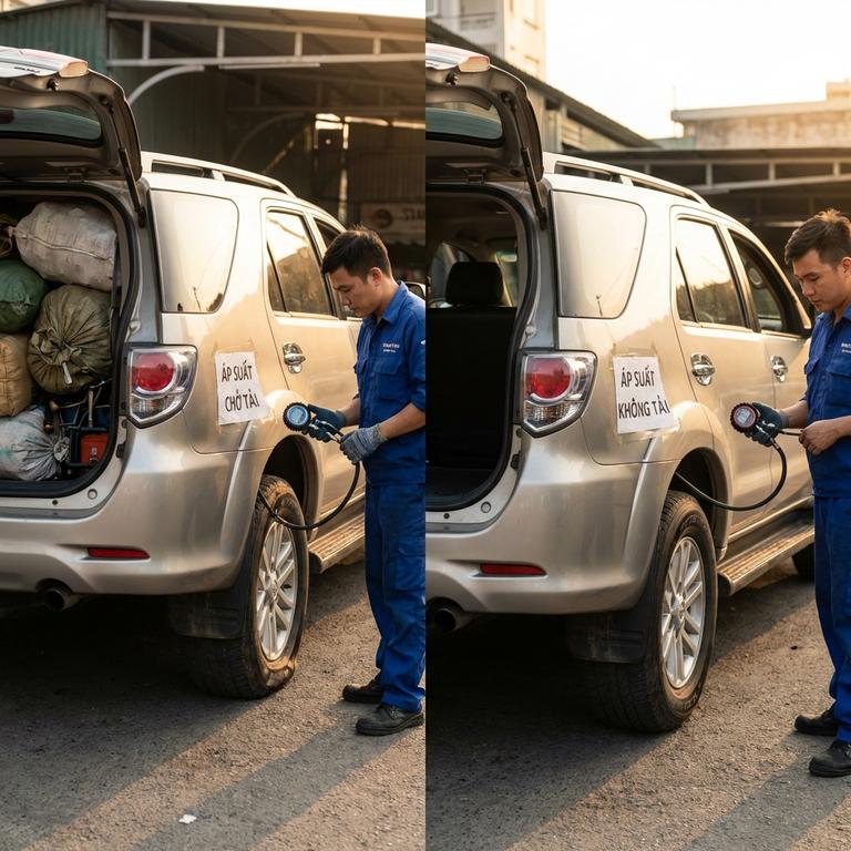 So Sánh Áp Suất Lốp Xe Fortuner Khi Chở Tải Và Khi Chạy Không