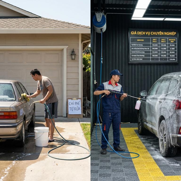 So Sánh Chi Phí Rửa Xe Ô Tô Tại Nhà Và Tiệm Chuyên Nghiệp