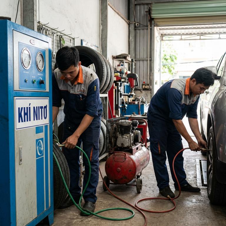 So Sánh Khí Nitơ Bơm Lốp Xe Và Không Khí Thông Thường