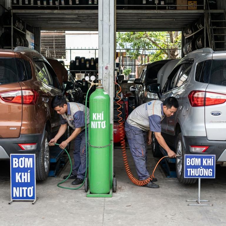 So Sánh Việc Bơm Lốp Xe Ford Ecosport Bằng Khí Nitơ Và Khí Thường