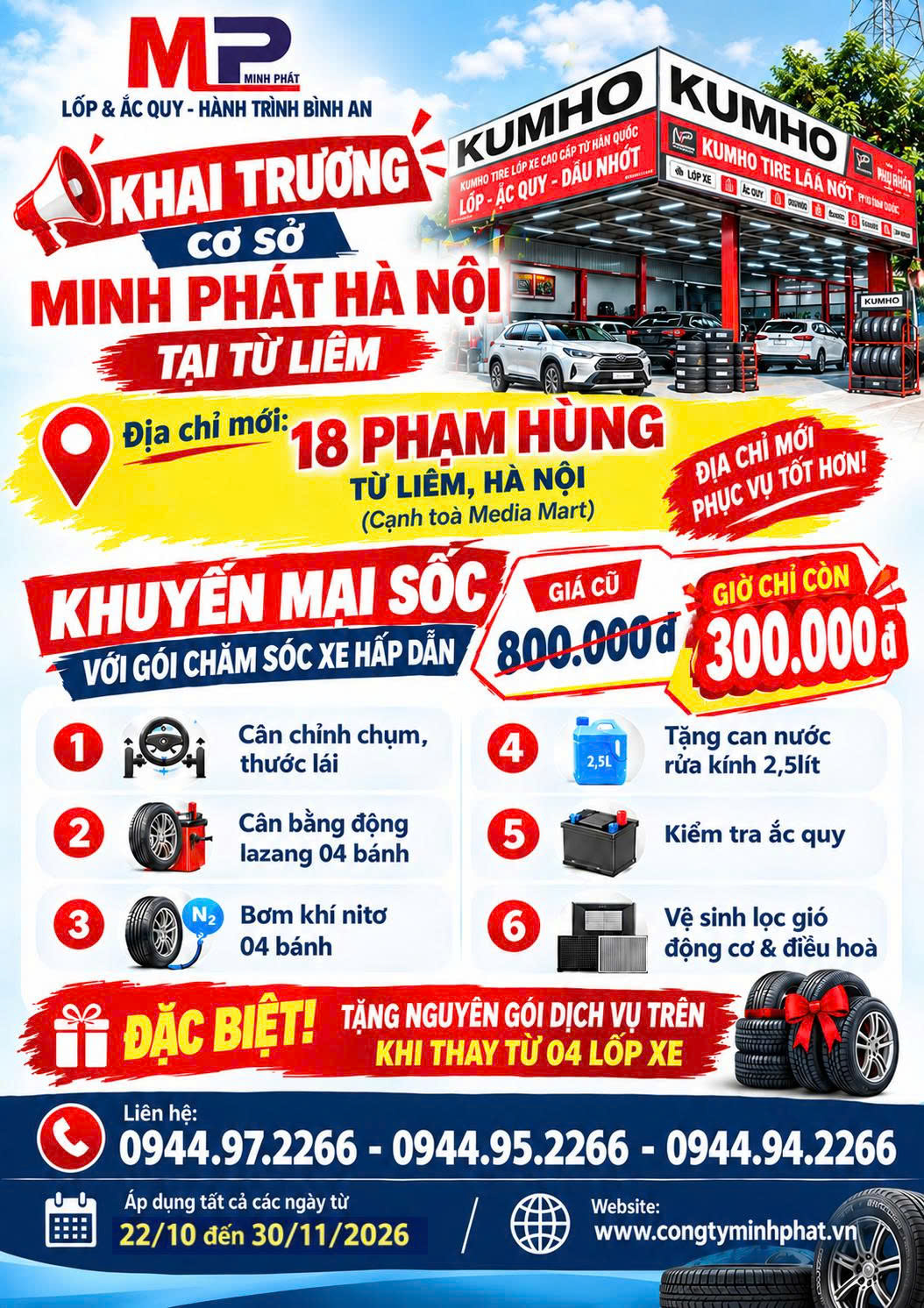 Chương trình khuyến mại hấp dẫn KHAI TRƯƠNG CƠ SỞ MINH PHÁT 18 PHẠM HÙNG, TỪ LIÊM