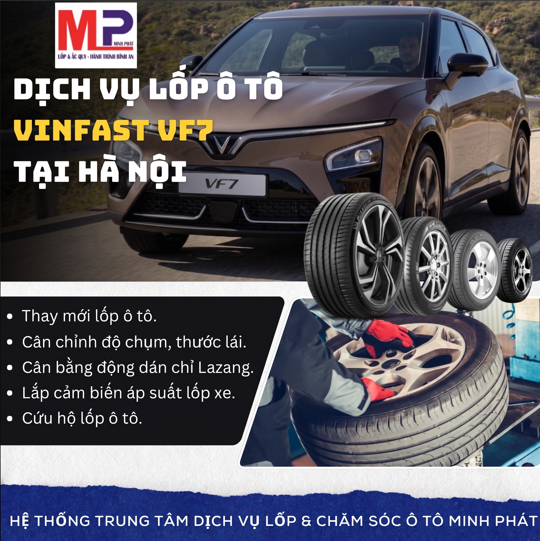 Lốp ô tô cho xe Vinfast VF7 - Trung tâm thay lốp uy tín Hà Nội