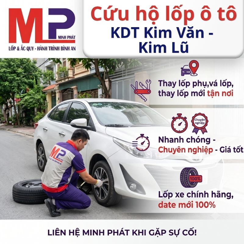 Thay mới, vá cứu hộ lốp ô tô tại KDT Kim Văn - Kim Lũ, Hà Nội