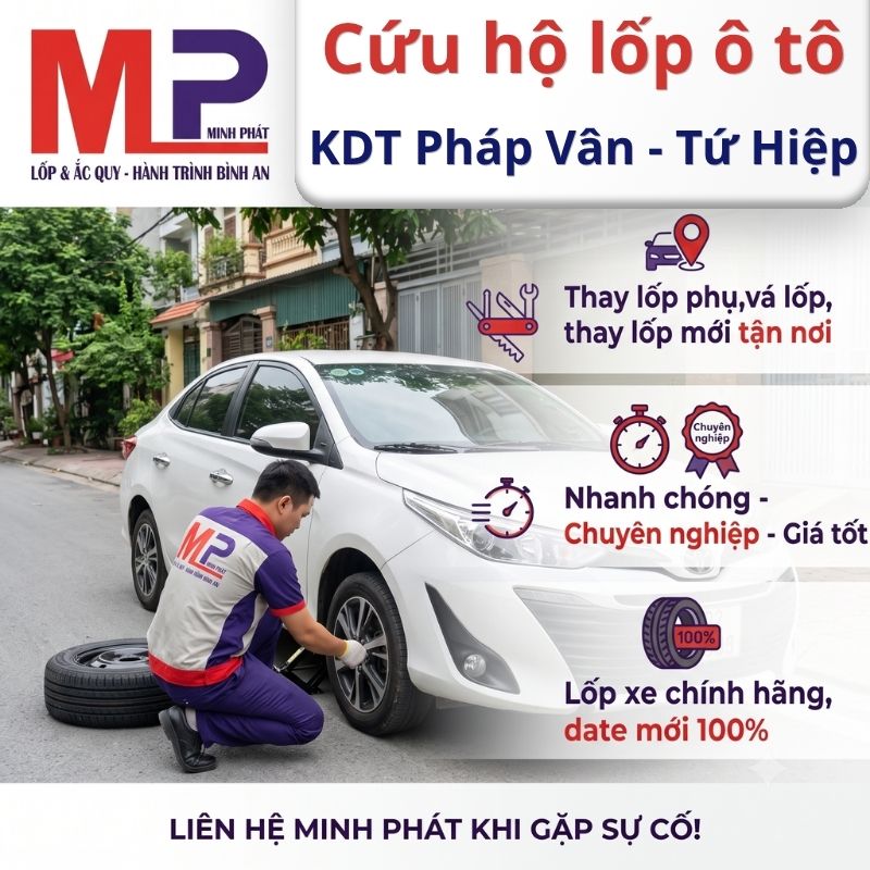 Thay mới, vá cứu hộ lốp ô tô tại KDT Pháp Vân - Tứ Hiệp, Hà Nội