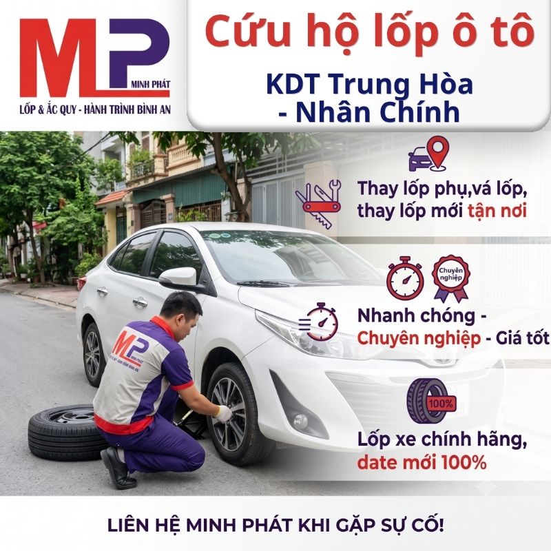 Thay mới, vá cứu hộ lốp ô tô tại KDT Trung Hòa - Nhân Chính