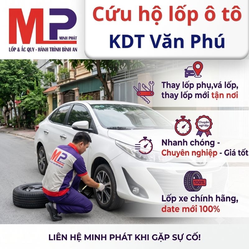Thay mới, vá cứu hộ lốp ô tô tại KDT Văn Phú, Hà Nội uy tín