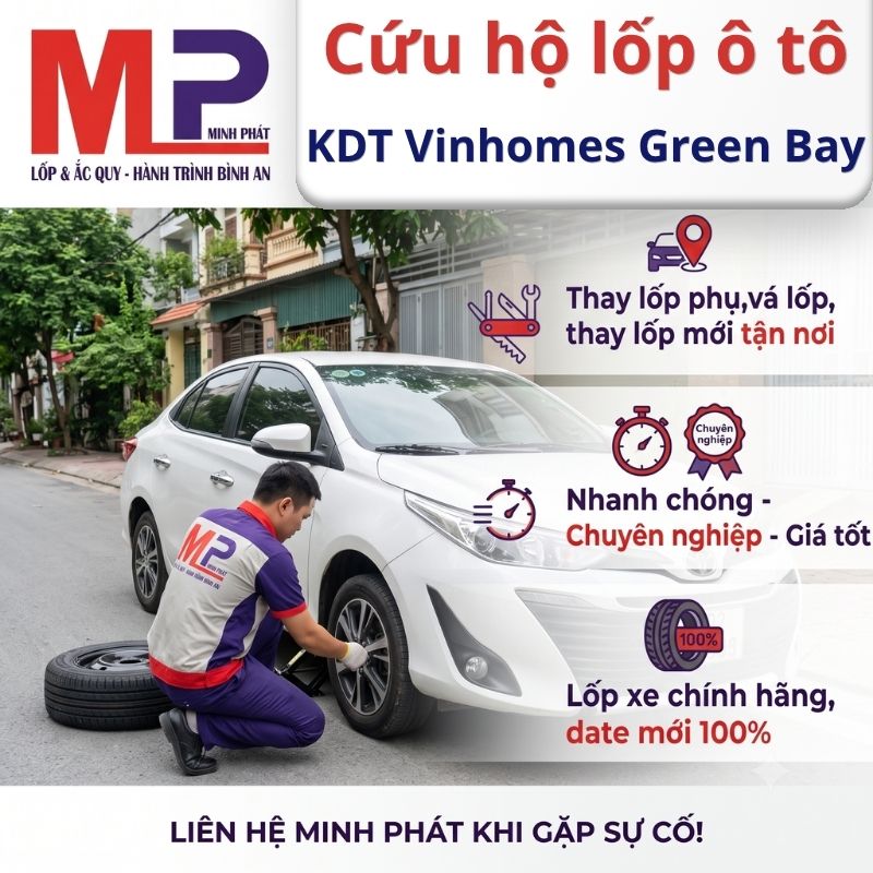 Thay mới, vá cứu hộ lốp ô tô tại KDT Vinhomes Green Bay, Hà Nội