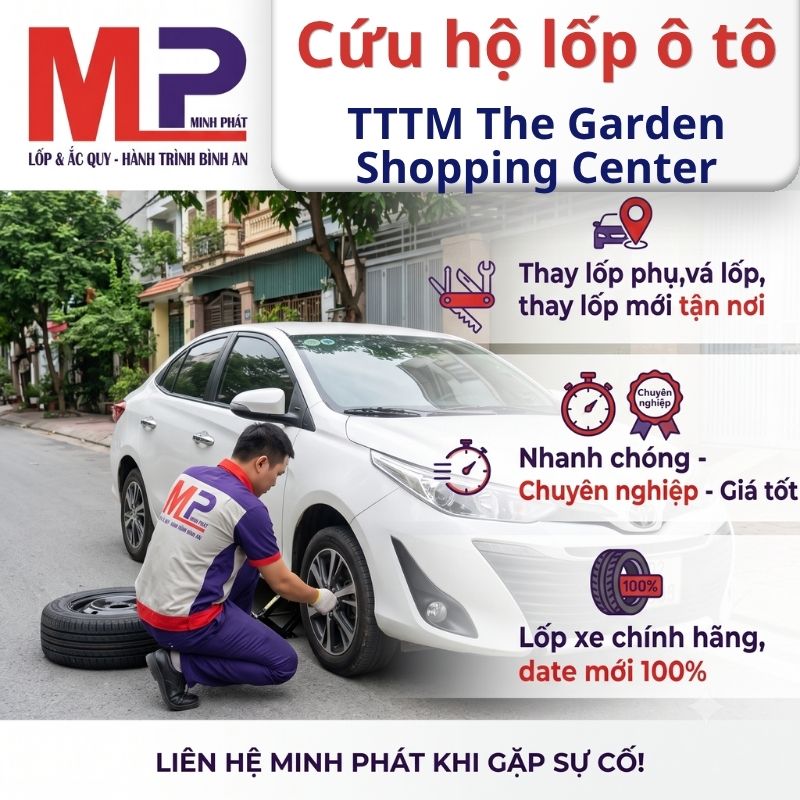 Thay mới, vá cứu hộ lốp ô tô tại TTTM The Garden Shopping Center