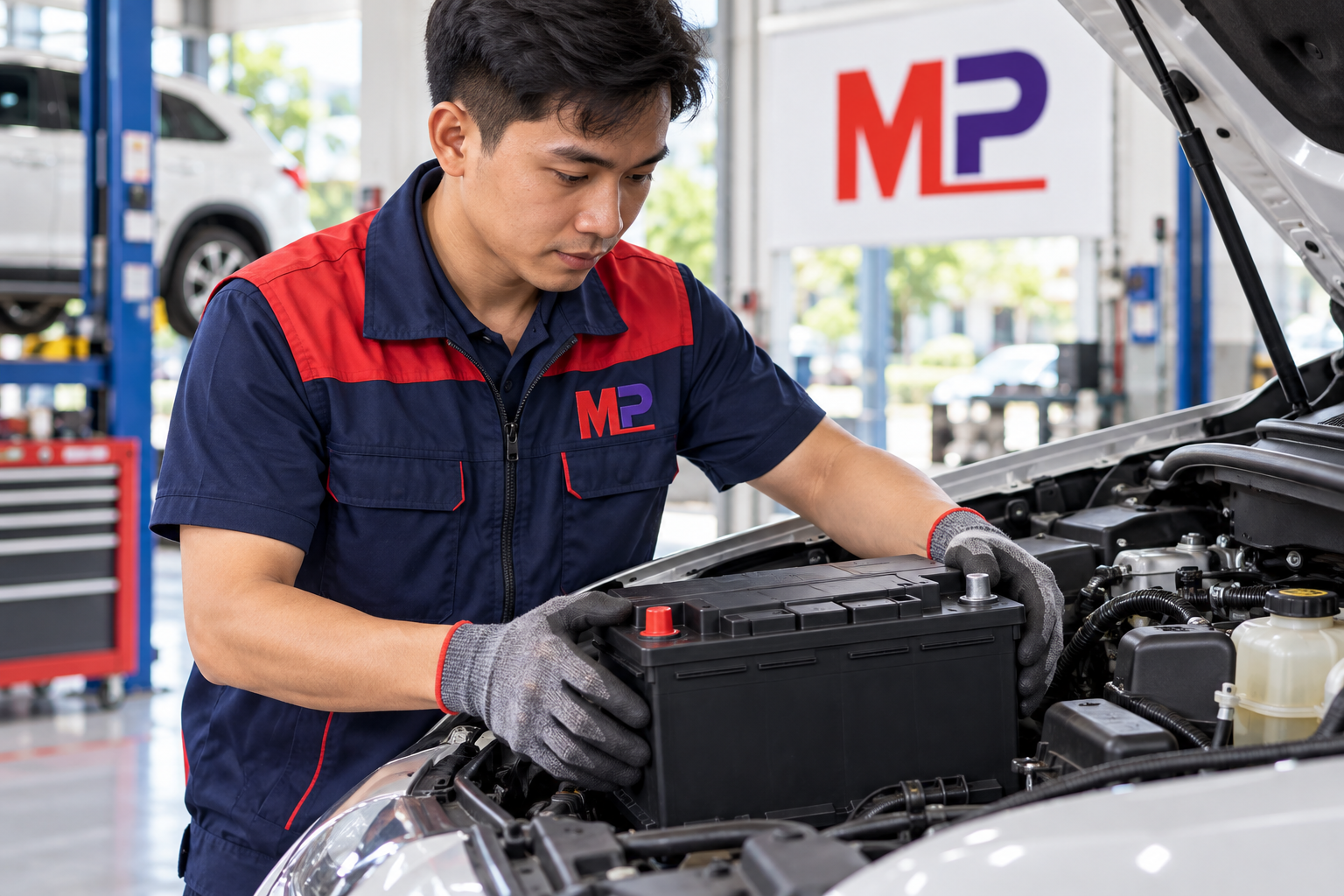 Nhân viên Minh Phát kiểm tra ắc quy AGM cho xe Start-Stop